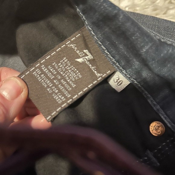 7 For All Mankind Dark Wash Blue Straight Leg Jeans 30”x27” - Picture 7 of 8